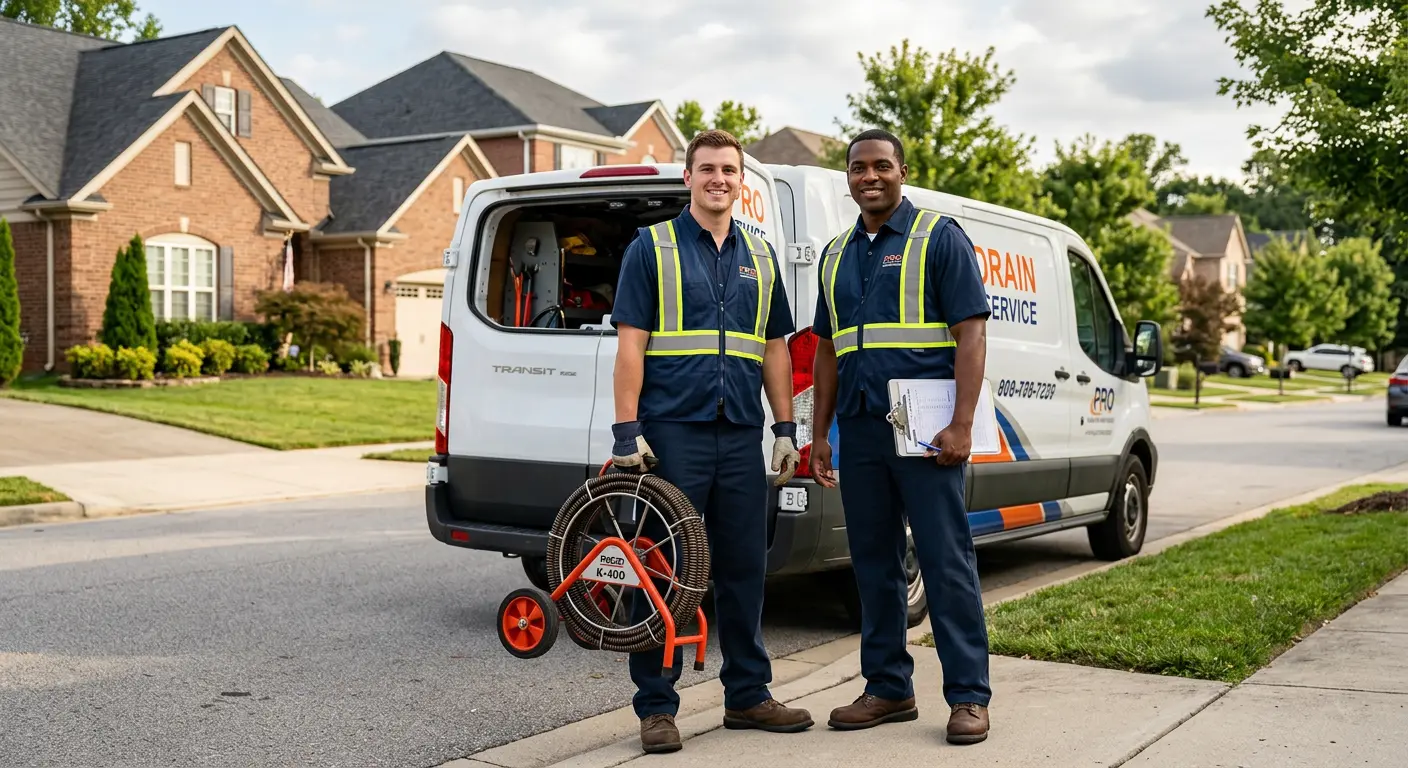 Sewer and drain service team with equipment ready for work in Goodlettsville